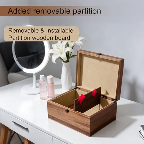 Large Acacia Keepsake Box with Magnetic Photo Display,Memory Wooden Box | Large size,Magnetic Photo Display,Memory Treasure Box with Felted Protection,Multi-scenario Applications