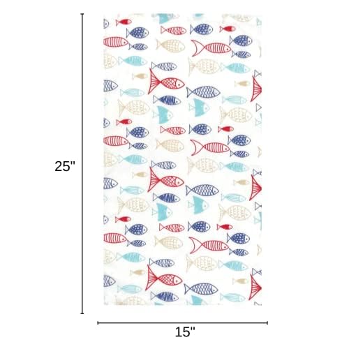 Summer Kitchen Dish Towel Set: Two Colorful School of Fish Design and One Time Wasted, Set of 3 (Fish) - color: Fish Seas