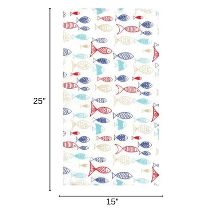 Summer Kitchen Dish Towel Set: Two Colorful School of Fish Design and One Time Wasted, Set of 3 (Fish) - color: Fish Seas