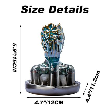 Flower Masked Half Face of Women Statue Backflow Incense Holder,Waterfall Incense Burner Holder for Sticks Cones Home Office Yoga AI033 - color: Women a