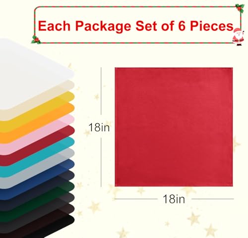 Cloth Napkins Set of 6, 18 x 18 Inch, Washable Red Dinner Napkins with Hemmed Edges for Restaurant, Wedding and Holiday - color: Red, size: 18" x 18" (Set of 6)