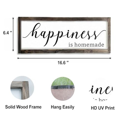 Dazingart Happiness is Homemade Sign, Farmhouse Kitchen Sign,Rustic Wooden Kitchen Wall Decor for Dining Room (Happiness)