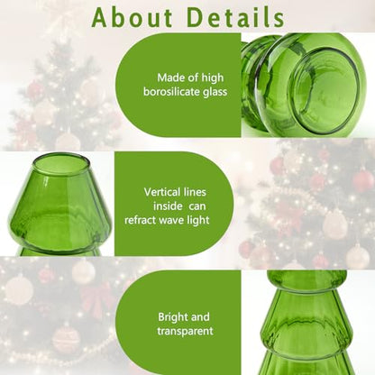 XXXFLOWER 3Pcs Tree-Shaped Glass Planter Christmas Tree Decorations for Tabletop Hydroponics Home Office Garden Green Propagation Station Vase for Flowers Gifts for Plant Lovers（Plant NOT Included） - size: 3 Green Tree