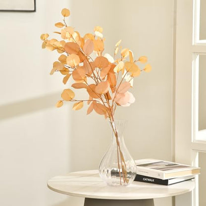 3 PCS 33" Artificial Eucalyptus Stems, Silk Branches, Champagne | Long Bendable Greenery, for Vase, Farmhouse, Home, Wedding, Party Arrangements - color: Champagne*3