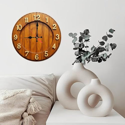 Natural Teak Wood Minimalist Wooden Wall Clock 25cm×25cm