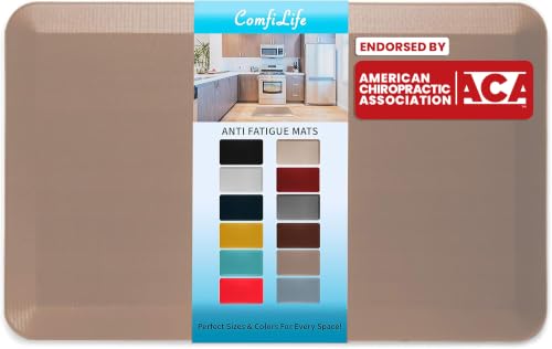 ComfiLife Anti Fatigue Floor Mat – 3/4 Inch Thick Kitchen Mats for Floor, Standing Desk Mat, Kitchen Rug – Comfort at Home, Office – Durable – Stain Resistant – Non-Slip Bottom (20" x 32", Beige) - color: Beige, size: 20" x 32"