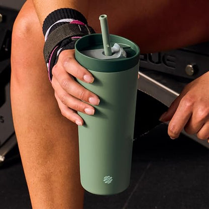 BlenderBottle Tumbler 2-in-1 Stainless Steel Shaker Bottle 24 oz, Sea Glass | Leak-Proof with Straw Removed | Blenderball Whisk Technology | Sip or Chug Spout | Protein | Greens | Hydration - color: Seaglass, size: 24 Ounces
