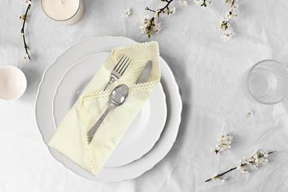 ACCENTHOME Cream Cloth Napkins Set of 6 18x18 inch Cotton Dinner Napkins - Washable Soft Premium Hotel Quality Reusable Napkins Perfect Table Napkins for Family Dinners, Weddings & Everyday Use | Cotton Linen Blend Napkins, Machine Wash On Gentle Cycle, E