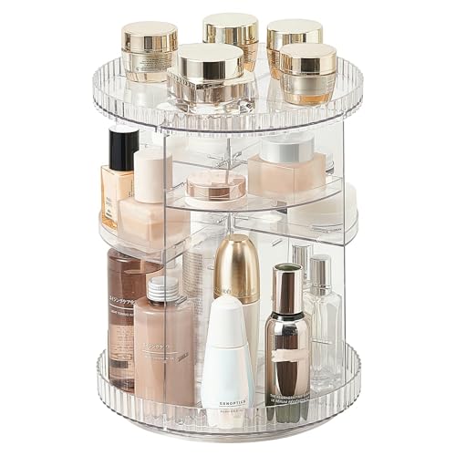 Clear Rotating Makeup Organizer,8 Adjustable Layers Vanity Organizer Skincare Storage,Cosmetic Display Case 360° Stabilizly Spinning Multi-Function Storage for Bathroom and Bedroom Countertop - size: Tall | 8 Tier