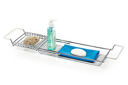 Home Intuition Stainless Steel Expandable Shower Bathtub Tray Over the Clawfoot Tub Bath Caddy