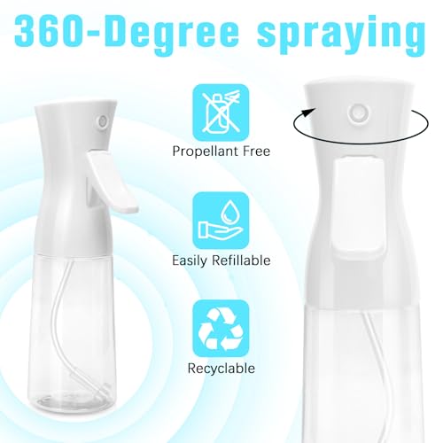Spray Bottle For Hair,Continuous Water Mister for Hairstyling, Salons, Cleaning, Plants,Essential Oil Scents,Ultra Fine Mist Sprayer,6.8 OZ /200 ML-White(Christmas Gifts) - color: Bright White