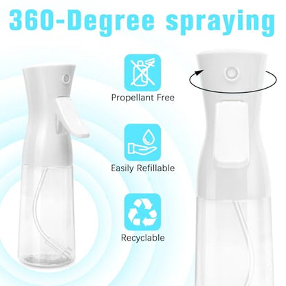 Spray Bottle For Hair,Continuous Water Mister for Hairstyling, Salons, Cleaning, Plants,Essential Oil Scents,Ultra Fine Mist Sprayer,6.8 OZ /200 ML-White(Christmas Gifts) - color: Bright White