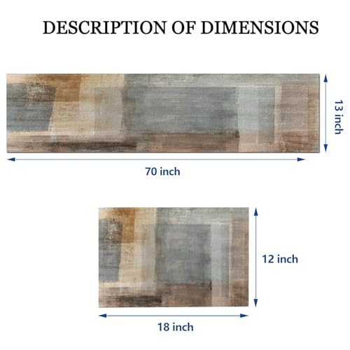 Mcalk Brown Table Runner and Placemats Set of 6, Abstract Grey Placemats, Modern Art Cloth Place Mats Indoor for Kitchen,Washable Linen Material for Dining Table - color: 01brown2