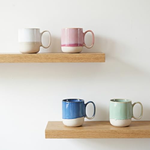 Bosmarlin Ceramic Coffee Mug Set of 4, 15 Oz, Coffee Cups with Big Handle, Microwave and Dishwasher Safe (Multicolor) - color: Multicolor