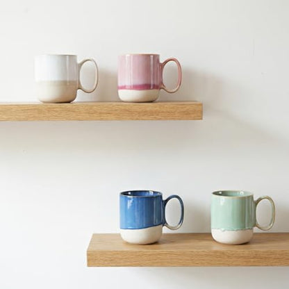 Bosmarlin Ceramic Coffee Mug Set of 4, 15 Oz, Coffee Cups with Big Handle, Microwave and Dishwasher Safe (Multicolor) - color: Multicolor