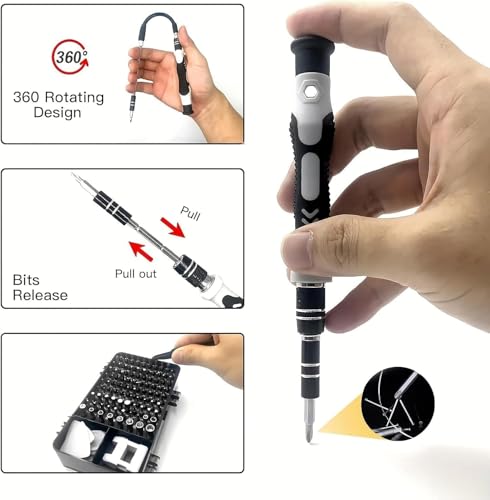 115-in-1 Precision Screwdriver Sets, Professional Repair Tool Kit with Flat Head & Multiple Bits for Electronics, Phone, Watch, Glasses, Automotive Maintenance - Non-Slip Handle & Tweezers - size: 115-in-1