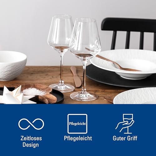 Villeroy & Boch La Divina Collection Red Wine Glass, Set of 4, Crystal Glass, 15.75 oz Capacity, Clear | Crystal glass red wine glasses, dishwasher safe, rounded bowl lets red wine's bouquet fully develop - style: Red Wine Goblet