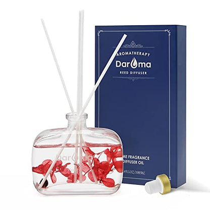 Reed Diffuser Set with Sticks, Daroma Dried Flowers Aromatherapy Reed Diffuser with Nature Essential Oil, Fragrance Scent Diffuser for Home Décor & Office, for Birthday, Christmas, Rose