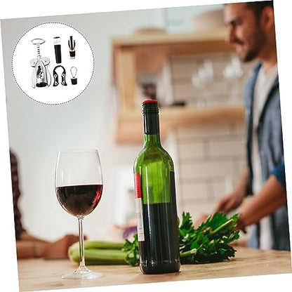 Ciieeo Multi-functional Stainless Steel Wine Bottle Opener Set Kit with Corkscrew Foil Cutter Vacuum Stopper and Pourer for Home Parties and Restaurants