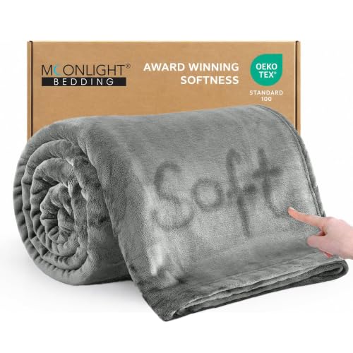 MOONLIGHT20015 Fleece Blanket Throw Blanket - Light Grey Super Soft Blankets for Sofa, Couch, Bed, Camping, Travel - 400 GSM Microfiber Cozy & Fluffy Blanket, 50 x 60 Inches (Throw/Travel) - color: Light Grey, size: Throw