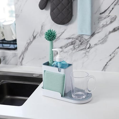 Amazon Basics Kitchen Sink Caddy Organizer for Sponge and Brush Storage, Large, White - size: Large