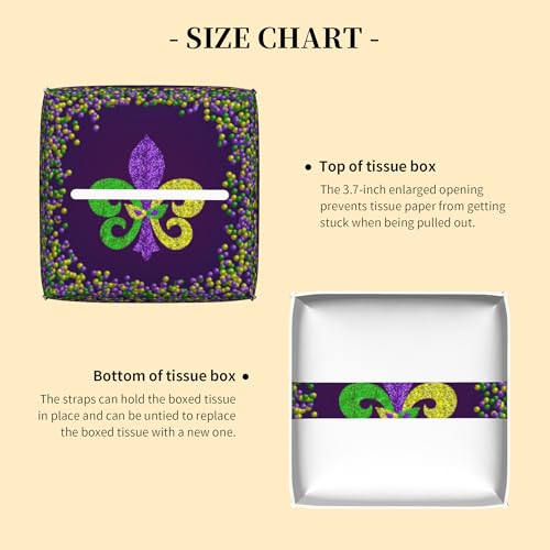 Tissue Box Cover,Mardi Gras Carnival Fleur De LYS Leather Tissue Box Holder Square Facial Paper Case Organizer Dispenser for Bathroom Vanity Countertop Tabletop Car Office - color: Color7