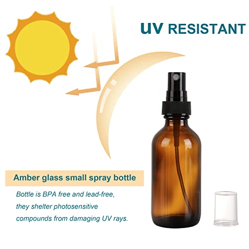 NOOEEISS Amber Glass Small Spray Bottle 2 oz 24 Packs,Fine Mist Sprayer Small Clear Bottles,Refillable Containers mini spray bottles for Cleaning Solutions and Skin Care (Amber 24pcs) - color: Amber, size: 24Pack