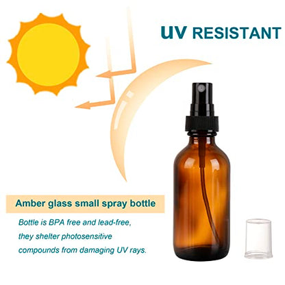 NOOEEISS Amber Glass Small Spray Bottle 2 oz 24 Packs,Fine Mist Sprayer Small Clear Bottles,Refillable Containers mini spray bottles for Cleaning Solutions and Skin Care (Amber 24pcs) - color: Amber, size: 24Pack