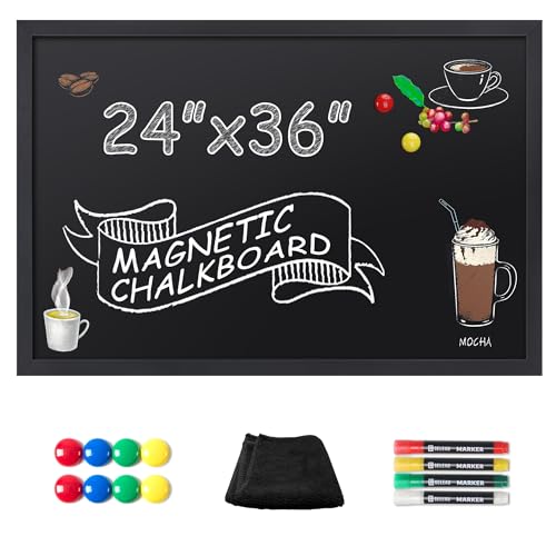SELEAD Magnetic Chalkboard Words Sign - 24" x 36", Black Wood Frame | Large Wall Decor Bulletin Chalk Board Menu Pizarra for Home Kitchen, Business, Restaurant, Cafe - color: All Black, size: 36"W x 24"H
