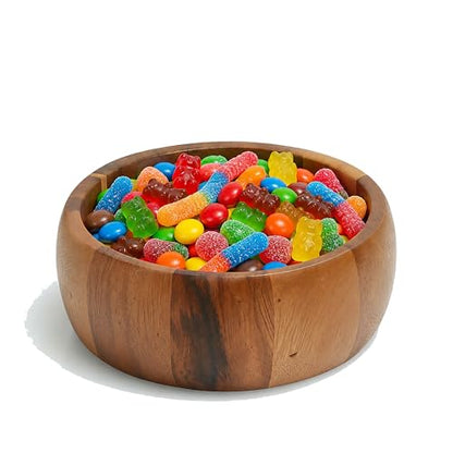 Woodard & Charles Acacia Wood Individual Salad & Snack Bowl, 6.5" x 2.5" | Acacia Wood Serving Bowl for Salad, Snacks, Nuts, Candy, Chips, Popcorn and More; Great for Parties and Everyday Use - size: Single 6 1/2" x 2 1/2" Salad Bowl