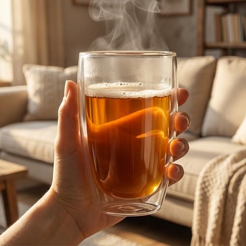 MESNEY 17 oz Double Wall Glass Coffee Mugs, Bulk Set of 48 | Insulated Double Wall, Clear Borosilicate Glass, 17 oz Capacity, Stackable 48 Pack, For Cafes & Restaurants - size: 17 Ounces 48 pieces