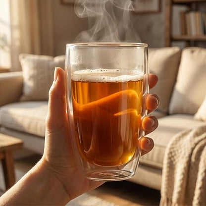 MESNEY 17 oz Double Wall Glass Coffee Mugs, Bulk Set of 48 | Insulated Double Wall, Clear Borosilicate Glass, 17 oz Capacity, Stackable 48 Pack, For Cafes & Restaurants - size: 17 Ounces 48 pieces