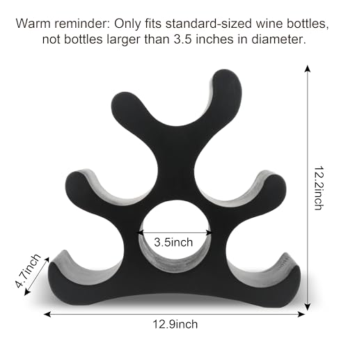 Countertop Wine Rack - 6 Bottle Wooden Wine Rack - Freestanding Wine Bottle Holder Stand - Wine Storage Rack for Cabinet Pantry Bar Kitchen - color: Black