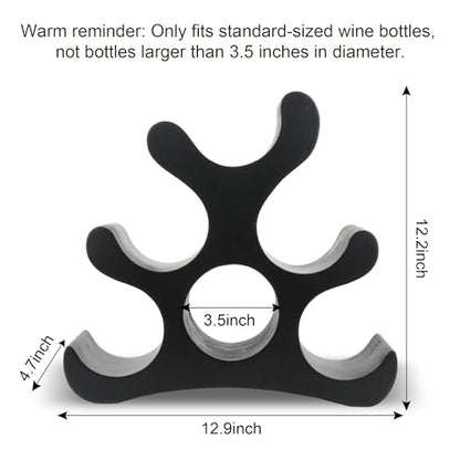 Countertop Wine Rack - 6 Bottle Wooden Wine Rack - Freestanding Wine Bottle Holder Stand - Wine Storage Rack for Cabinet Pantry Bar Kitchen - color: Black