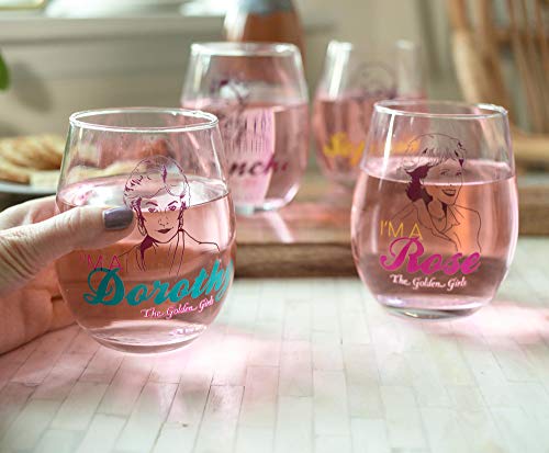 Golden Girls The Stemless Wine Glass Collectible Set of 4 | Dorothy, Sophia, Blanche, Rose | Funny Novelty Drinkware For Home Barware Set | Each Cup Holds 20 Ounces