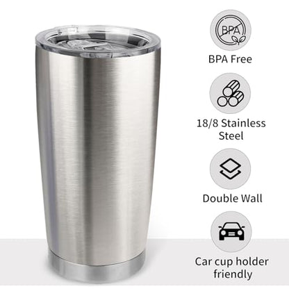 20oz Stainless Steel Tumbler Bulk with Lid, Travel Mug - Double Wall Vacuum Powder Coated Cup - Stainless steel, 6 Pack - color: Stainless, size: 6 Pack