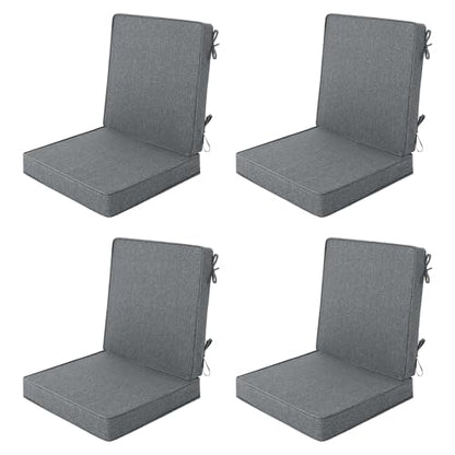 Outdoor Chair Cushions Set of 4, 18 x 16.5 Inch, Dark Grey | Water-Resistant, Fade-Resistant, Patio Furniture Dining Chair Seat Replacement with Mid Back, Ties Zipper, Removable Cover - color: Dark Grey, size: 18" x 16.5" 4 Pack