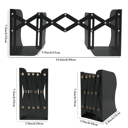 Ysenchan Heavy-Duty Adjustable Metal Bookends - Non-Slip Bookshelf Organizer for Desks, Decorative Book Holder for Magazines & Heavy Books