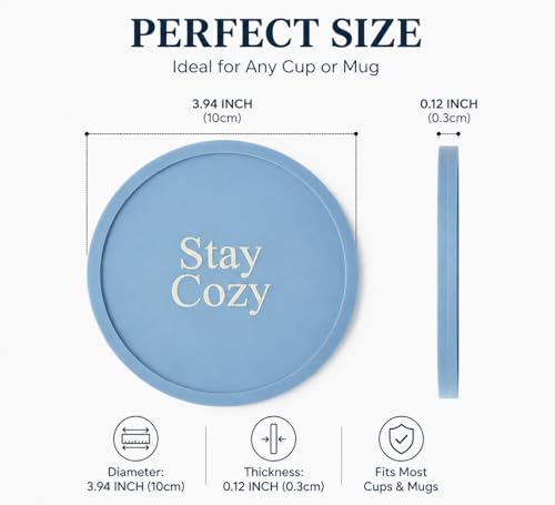 Silicone Coasters Set of 6, Premium Drink Coaster with Holder, Non-Slip, Non-Stick, Dishwasher Safe, Perfect for Hot and Cold Drinks, Protect Your Desks and Tables(6 Morandi Blue) - color: Morandi Blue