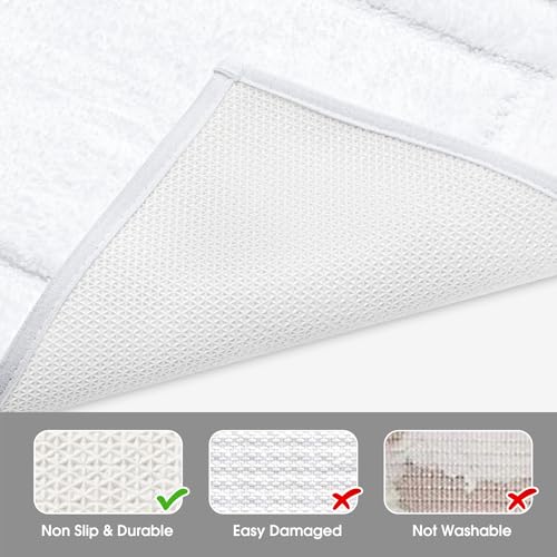 HOMEIDEAS Bathroom Rugs Sets 2 Piece, Super Soft and Absorbent Non Slip Microfiber U-Shaped Toilet Bath Mat Set (20"x32"+U20 x24, White) - color: Loop- White, size: 1'8" x 2'8" (20"x32"+U Shape 20"x24")