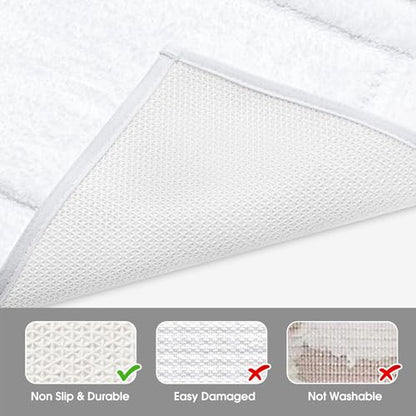 HOMEIDEAS Bathroom Rugs Sets 2 Piece, Super Soft and Absorbent Non Slip Microfiber U-Shaped Toilet Bath Mat Set (20"x32"+U20 x24, White) - color: Loop- White, size: 1'8" x 2'8" (20"x32"+U Shape 20"x24")