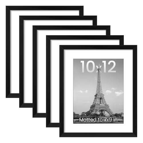 upsimples 10x12 Picture Frame, Gallery Wall Frames Set of 5, Black | Photo Frame Collage Wall Decor, 7x9 Picture Frame with Mat for Family, Baby, Hallway, Christmas - color: Black, size: 10x12