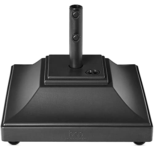Best Choice Products Fillable Mobile Umbrella Base, Heavy Duty Base, Square Tiered Market Stand for Patio, Deck, Outdoor w/ 4 Wheels, 2 Locks, 2 Knobs, 120lb Capacity - Black - color: Black, size: Mobile w/Wheels