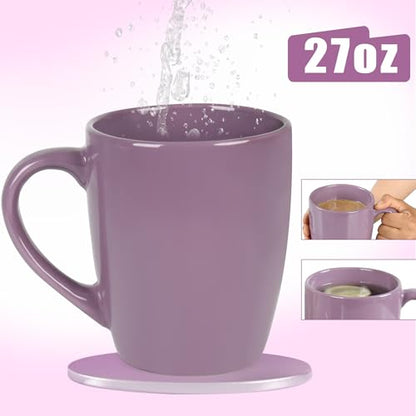 BYCNZB 27OZ Extra Large Ceramic Coffee Mug, Jumbo Coffee Mugs, Big Tea Cups with a Large Handle for Office and Home set of 2 (Purple) - color: Purple