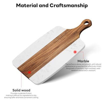 Marble charcuterie board: Acacia wood marble chopping board - suitable for kitchen, great gift for friends (white) - color: White