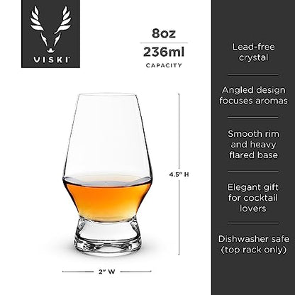 Viski Raye Crystal Scotch Glasses, Set of 2, clear, 8 oz - style: Scotch