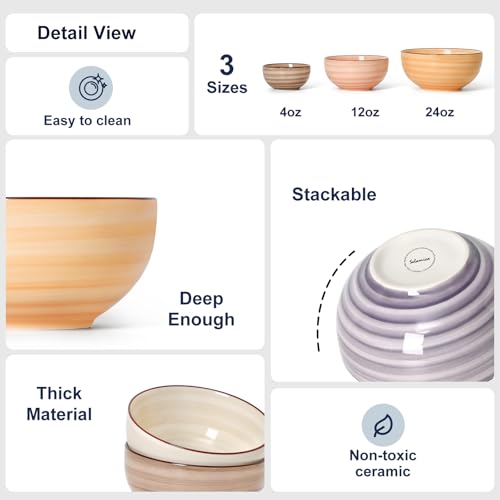 Selamica Ceramic Dipping Bowls, 4 OZ Mini Bowls for Sauce, Condiments, Side Dishes, Charcuterie Boards, Microwave Dishwasher Safe, 3.5 Inch, Set of 6, Maillard - color: Maillard, size: 4 Oz