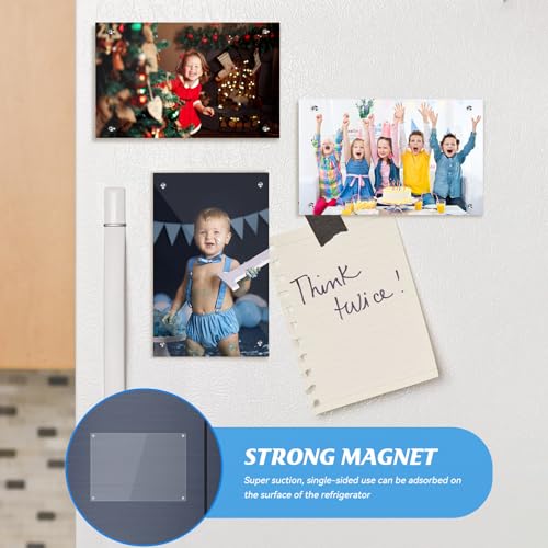 Acrylic Picture Frames 4x6 In 5 Pack,Clear Magnetic Photo Frame | Double Sided Frameless Floating, Can Horizontal & Vertical Tabletop, for Family,Office,Wedding Certificate Documents Frame - size: 4x6 in-5 pack