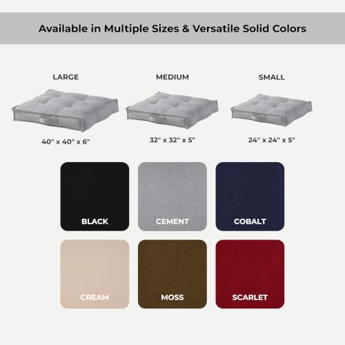 Square Tufted Floor Pillow with Removable Cover, Scarlet, Large (40") - color: Scarlet, size: 40" x 40"