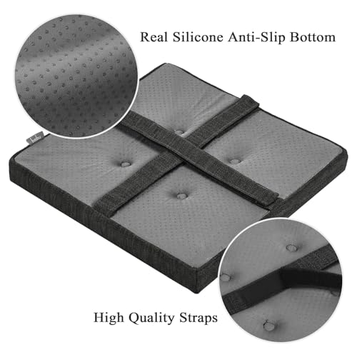 baibu 12 Inches Memory Foam Square Seat Cushion Set of 2, Dual-Layer Design Bar Stool Square Seat Cushion with Ties - 2 Pads Only, Gray-Black (12" (30CM)) - color: Gray-black, size: 12x12x1.5 Inch (Pack of 2)